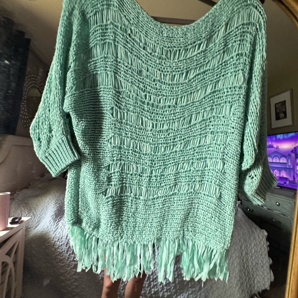 Alberto Makali aqua blue Fringe Sweater - Picture 4 of 7